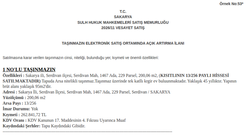 Satılık Arsa/Arazi - Sakarya Serdivan