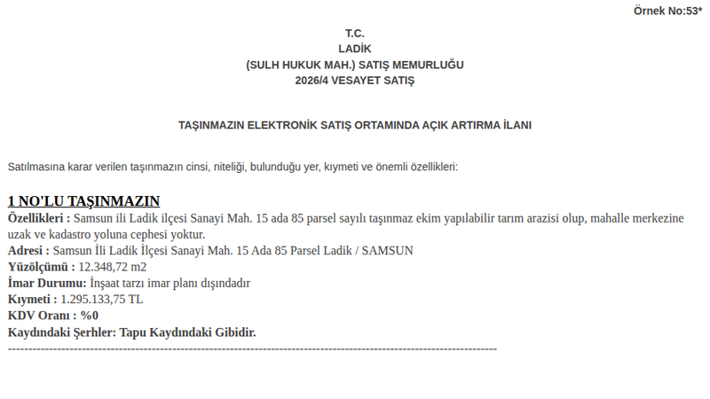 Satılık Konut - Samsun Ladik