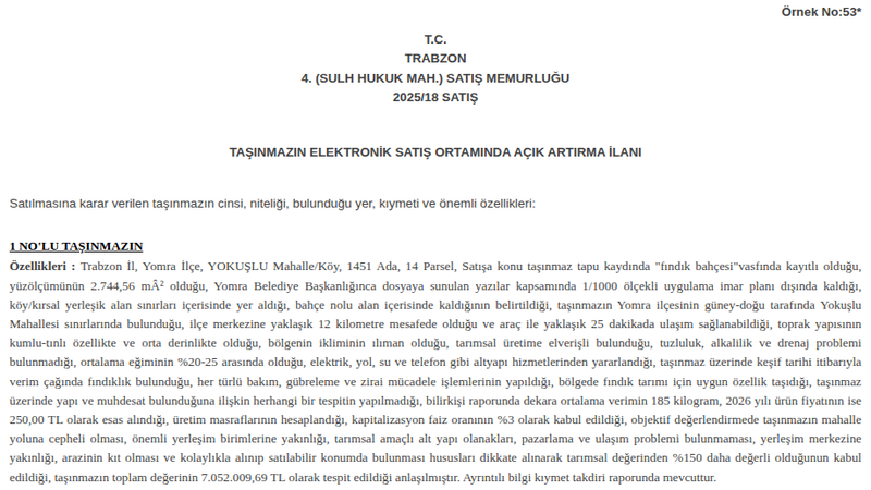 Satılık Arsa/Arazi - Trabzon Yomra
