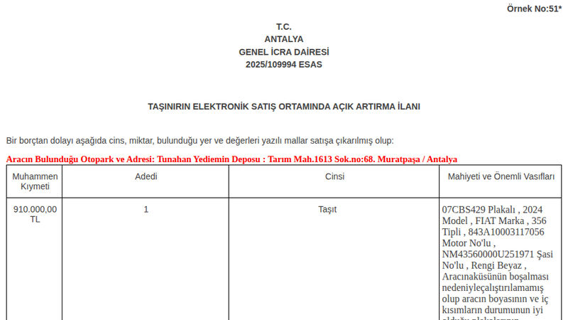 Satılık Fiat 2024 - Antalya Muratpaşa