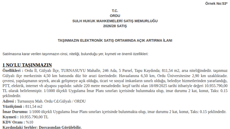 Satılık Konut - Ordu Gülyalı