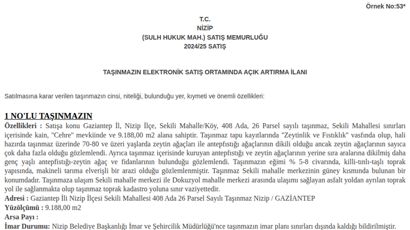 Satılık Arsa/Arazi - Gaziantep Nizip