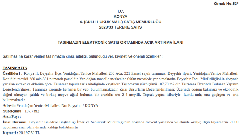 Satılık Tarla - Konya Beyşehir