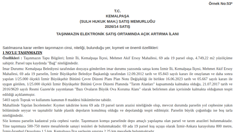 Satılık Tarla - İzmir Kemalpaşa