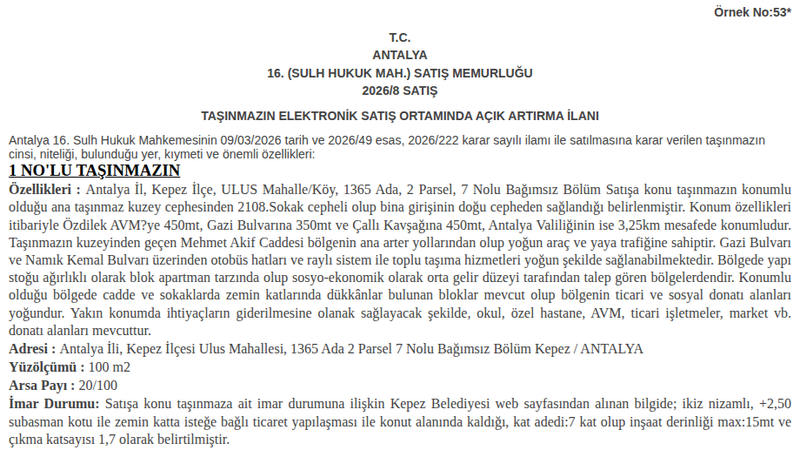 Satılık Konut - Antalya Kepez