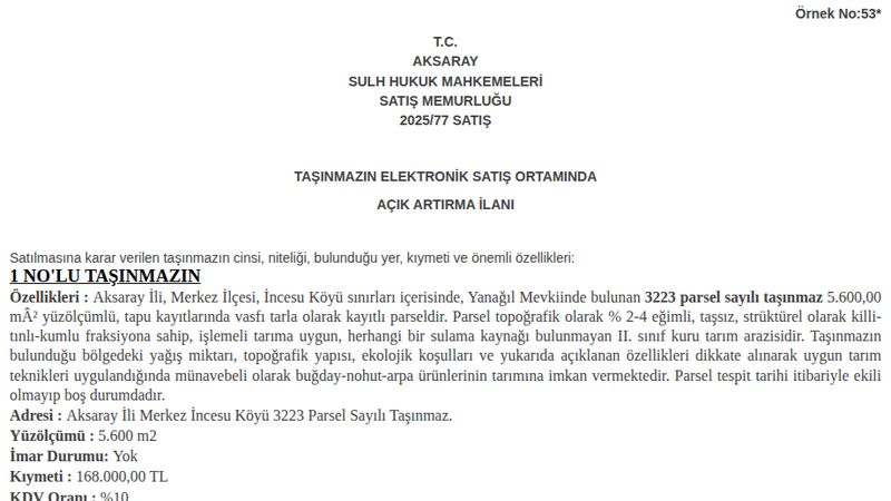 Satılık Tarla - Aksaray Merkez