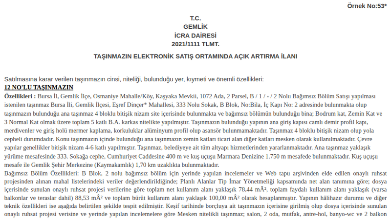 Satılık Konut - Bursa Gemlik