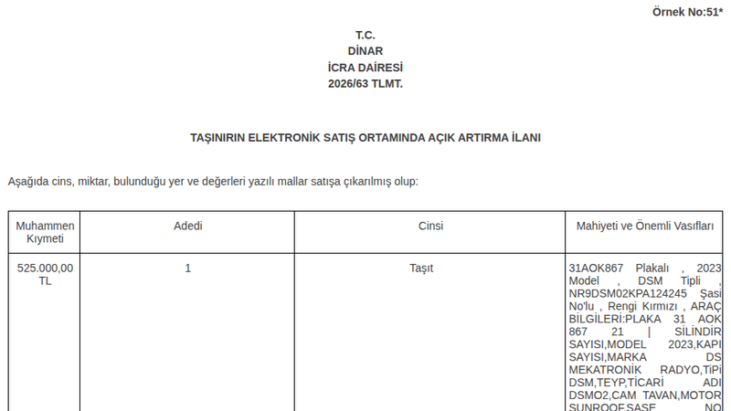 Satılık DS 2023 - Afyonkarahisar Dinar