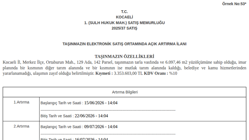 Satılık Tarla - Kocaeli Merkez