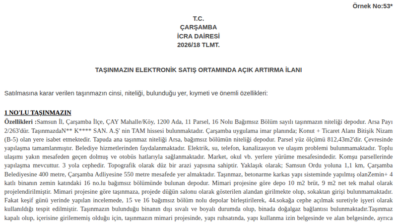 Satılık Konut - Samsun Çarşamba