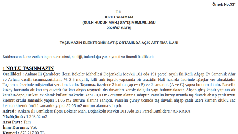 Konut - ANKARA ÇAMLIDERE - 70,93 m²