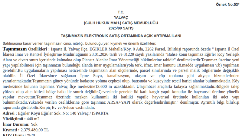 Konut - ISPARTA YALVAÇ - 440 m²
