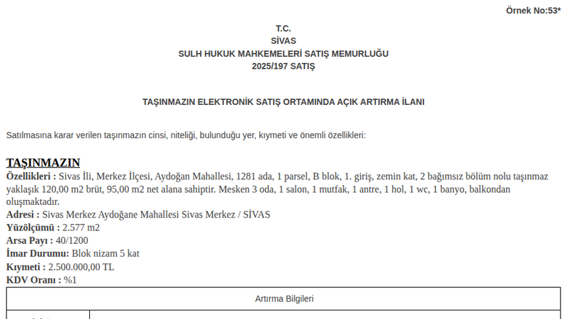 Konut - SİVAS MERKEZ - 120 m²