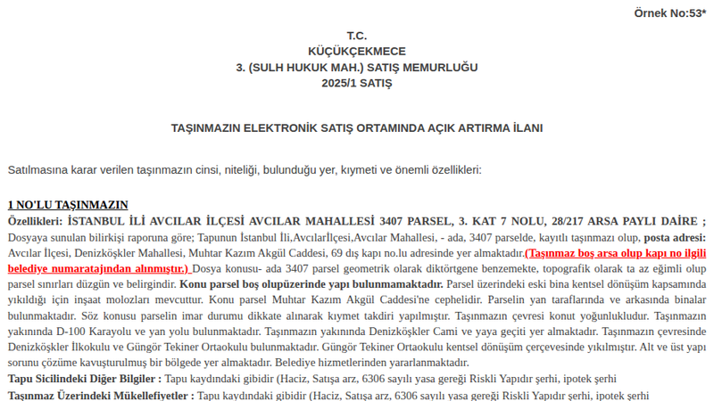 Satılık Daire - İstanbul Avcılar
