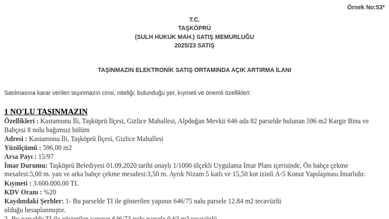 Satılık Konut - Kastamonu Taşköprü