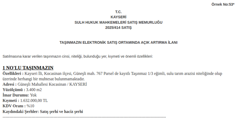 Konut - KAYSERİ KOCASİNAN