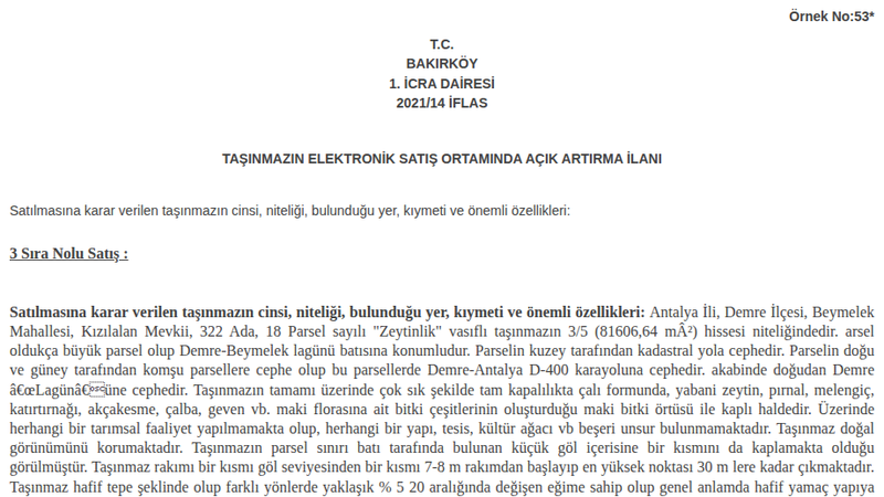 Arsa/Arazi - ANTALYA DEMRE - 81.606,64 m²