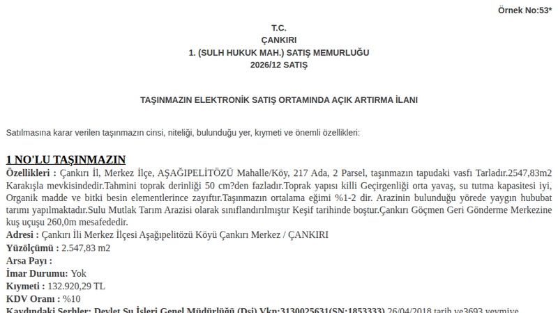 Arsa/Arazi - ÇANKIRI MERKEZ - 2.547,83 m²