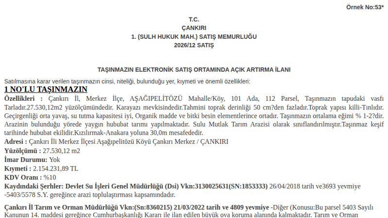 Arsa/Arazi - ÇANKIRI MERKEZ - 530,12 m²