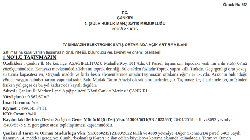 Arsa/Arazi - ÇANKIRI MERKEZ - 567,67 m²
