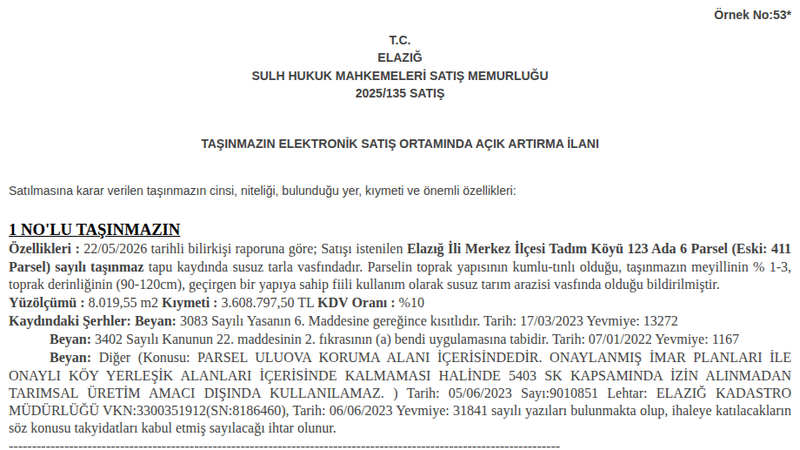 Arsa/Arazi - ELAZIĞ MERKEZ - 19,55 m²