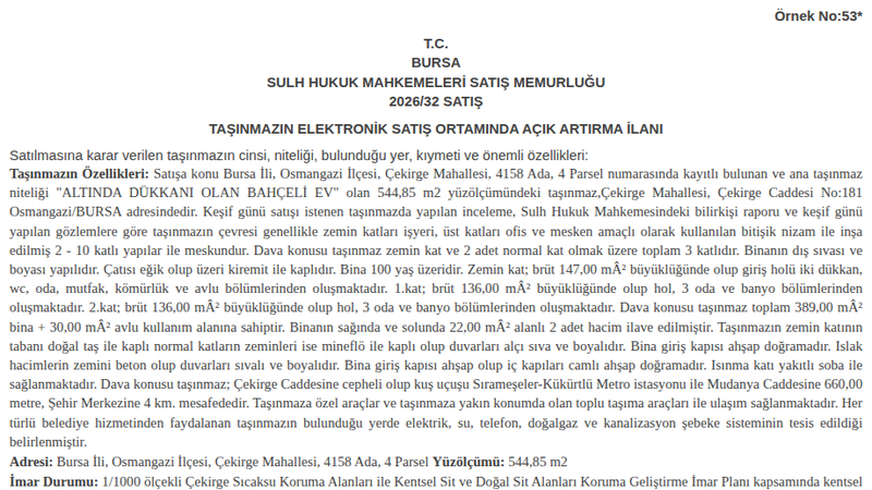 Konut - BURSA OSMANGAZİ - 544,85 m²