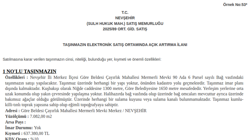 Arsa/Arazi - NEVŞEHİR MERKEZ - 82 m²