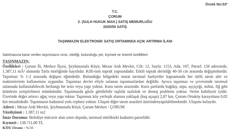 Arsa/Arazi - ÇORUM MERKEZ - 387,11 m²