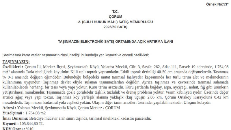 Arsa/Arazi - ÇORUM MERKEZ - 764,08 m²