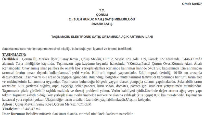Arsa/Arazi - ÇORUM MERKEZ - 446,47 m²
