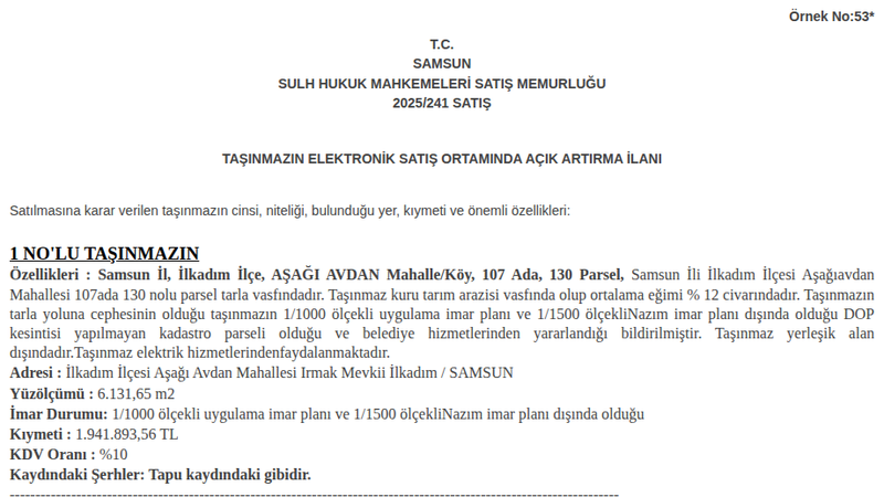 Arsa/Arazi - SAMSUN İLKADIM - 131,65 m²