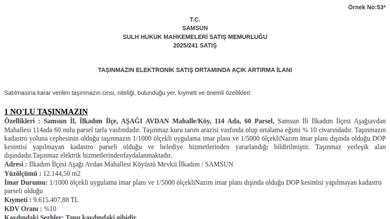 Arsa/Arazi - SAMSUN İLKADIM - 144,50 m²