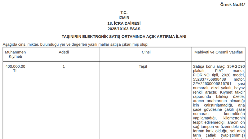 Ticari Araç - İZMİR PINARBAŞI BORNOVA