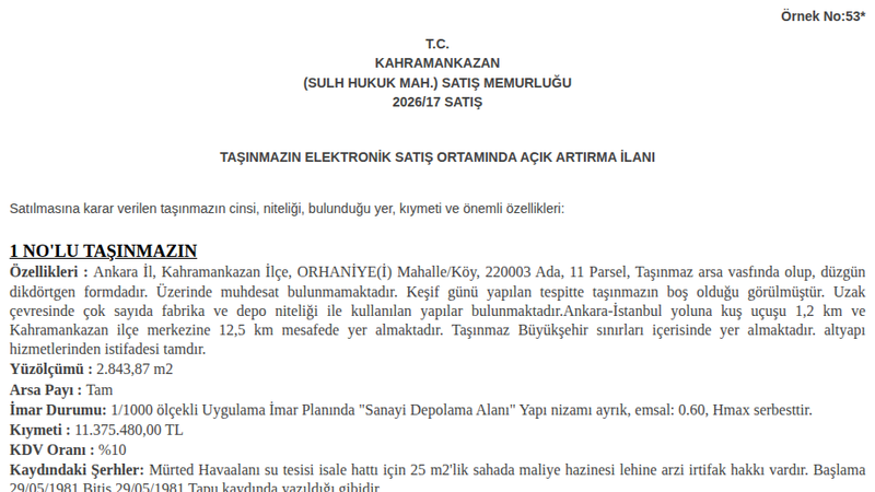 Arsa/Arazi - ANKARA KAHRAMANKAZAN - 843,87 m²