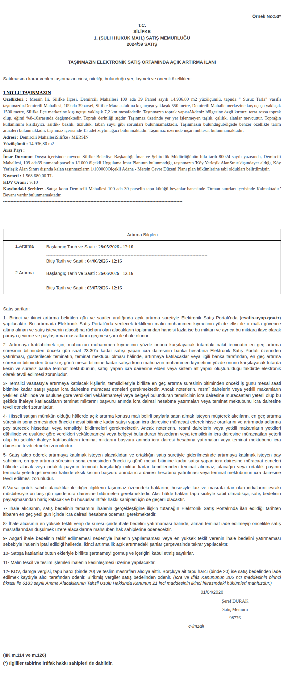 Şartname önizleme