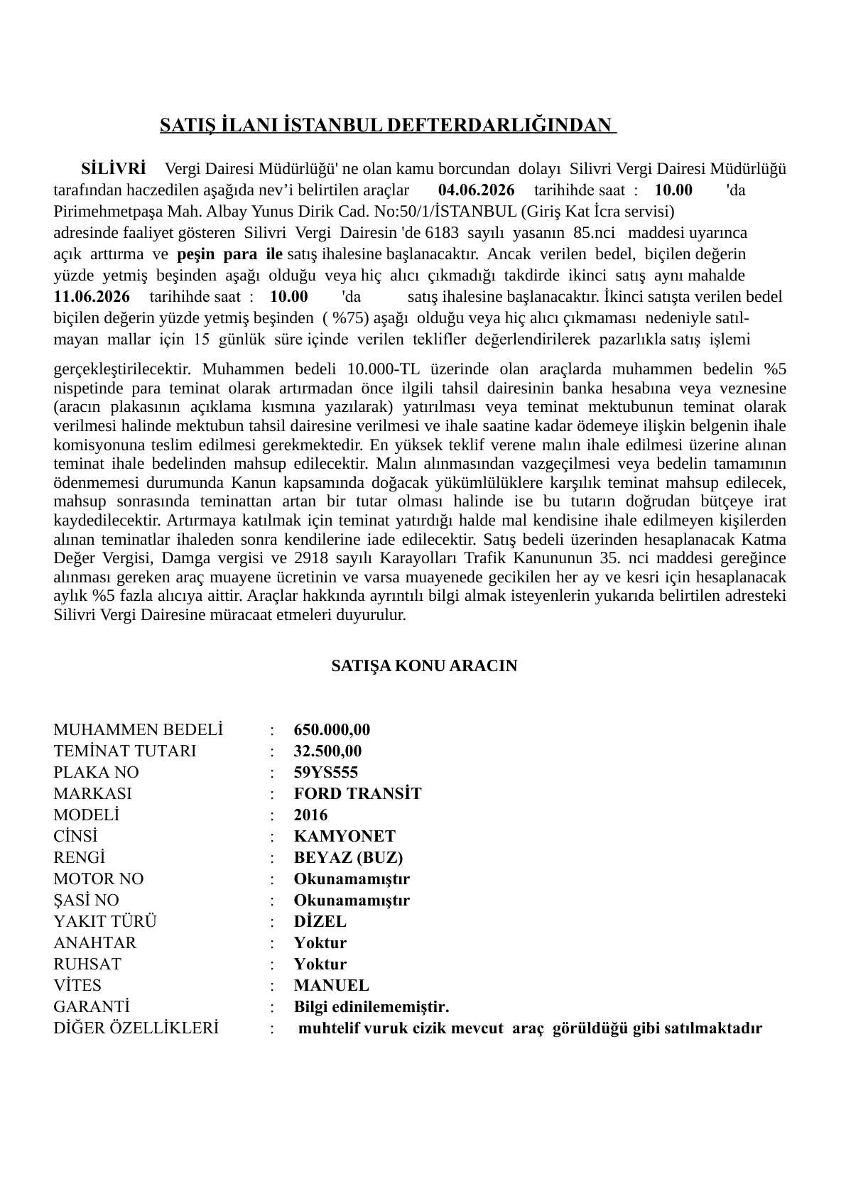 Şartname önizleme