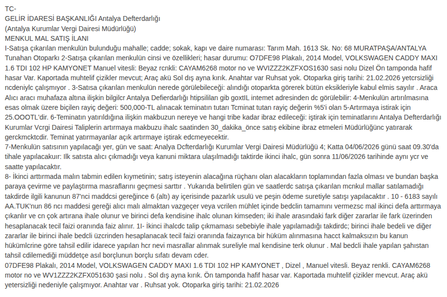 Şartname önizleme