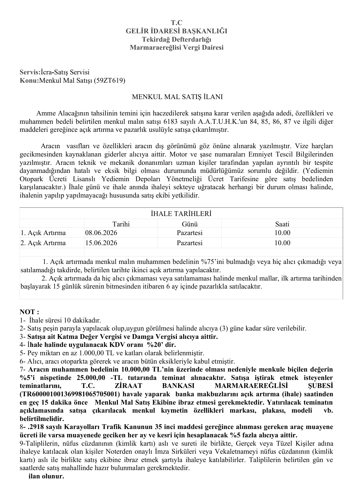 Şartname önizleme