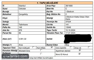 Konut - İSTANBUL ÜSKÜDAR - 197 m²