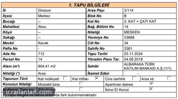 Satılık Dubleks Daire - Giresun
