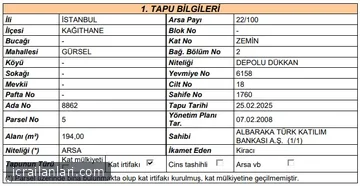 İşyeri - İSTANBUL KAĞITHANE - 177 m²