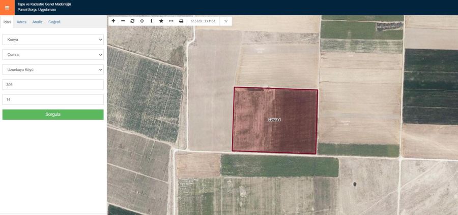 Konya Çumra Satılık Arsa - 11.489 m² - 500.000 TL